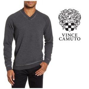 Vince Camuto Mens Gray Slim V Neck Sweater Sz L NWT